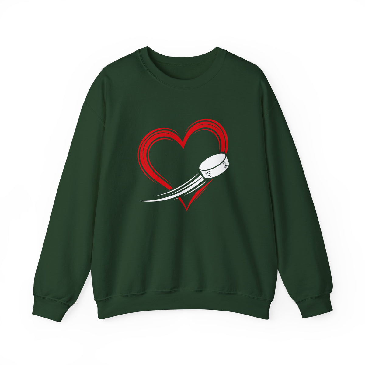 Heart Puck Hockey Crewneck Sweatshirt
