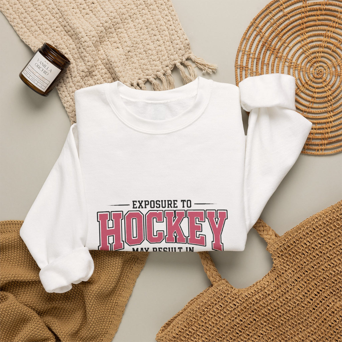 Hockey Happiness Crewneck Sweatshirt for Women