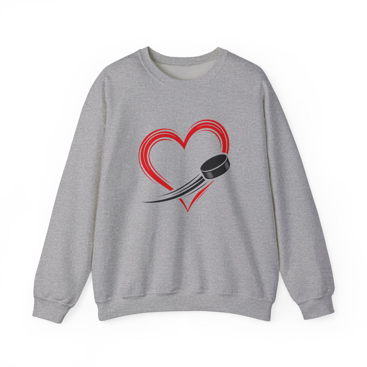 Heart Puck Hockey Crewneck Sweatshirt