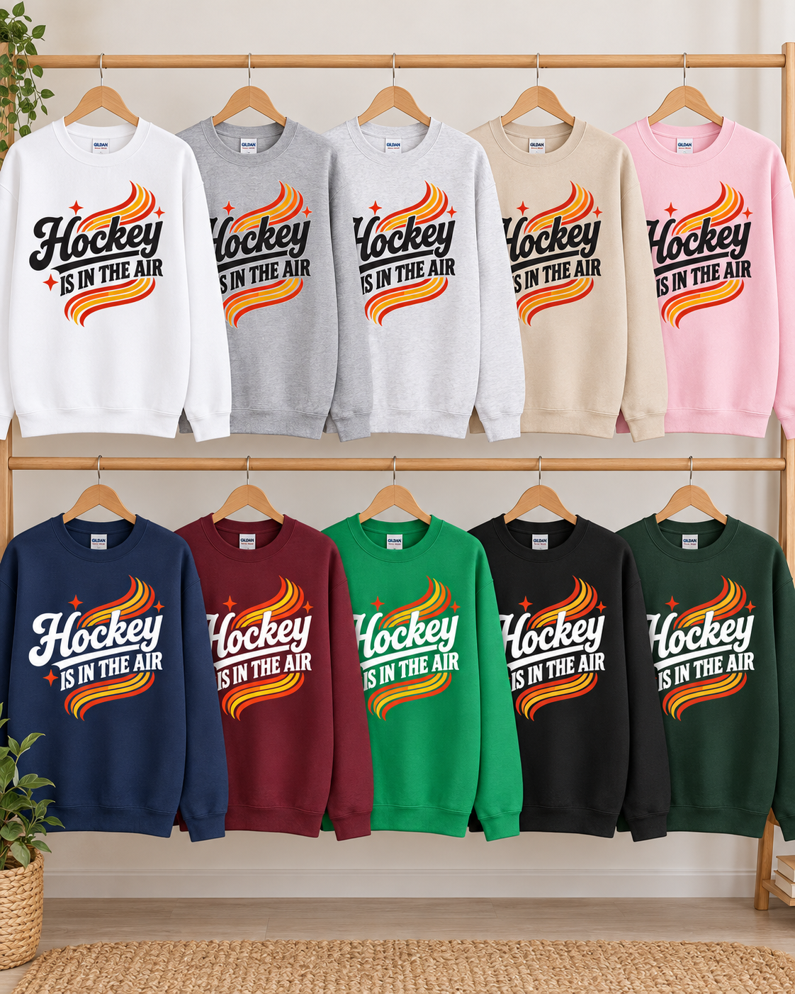Hockey Is In The Air Retro Hockey Sweatshirt