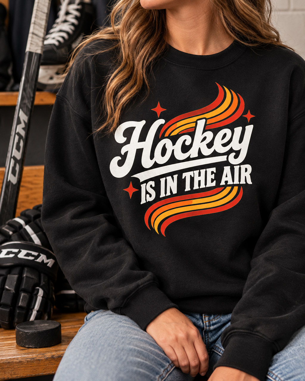 Hockey Is In The Air Retro Hockey Sweatshirt