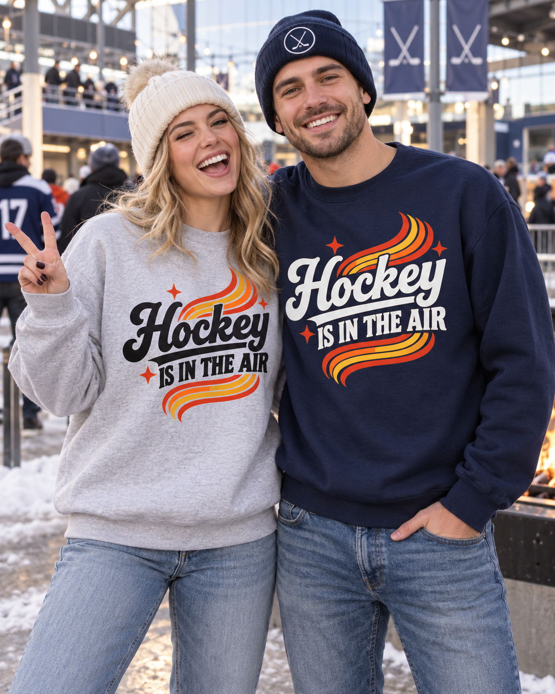 Hockey Is In The Air Retro Hockey Sweatshirt
