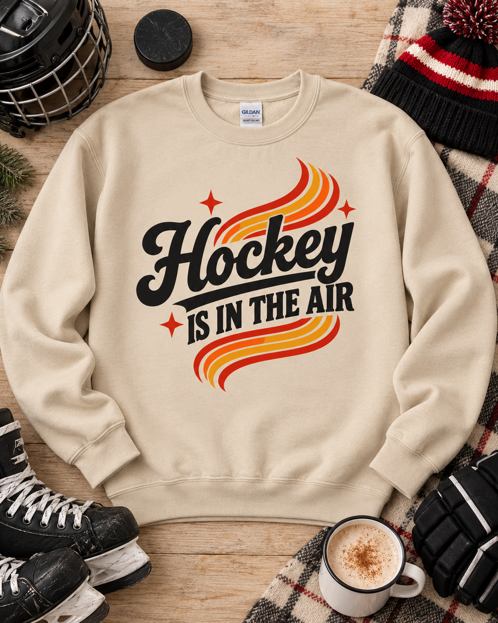 Hockey Is In The Air Retro Hockey Sweatshirt