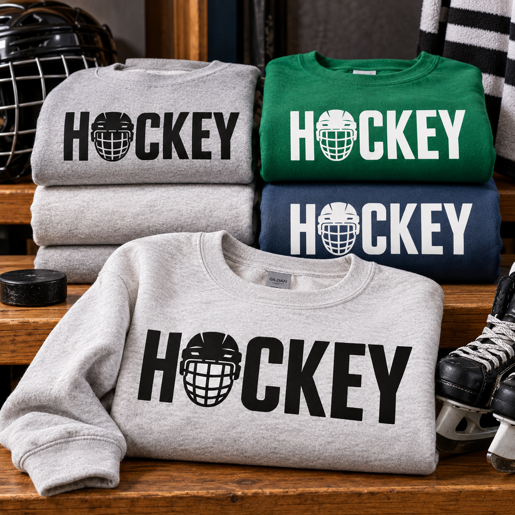 Hockey Helmet Crewneck Sweatshirt