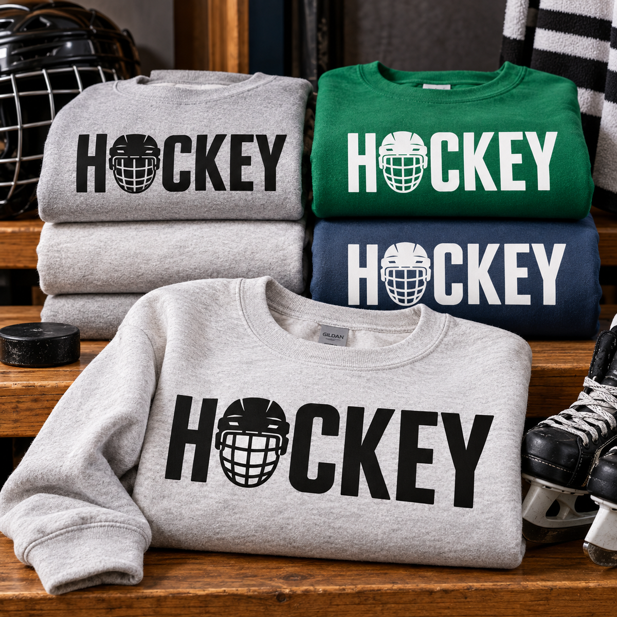 Hockey Helmet Crewneck Sweatshirt