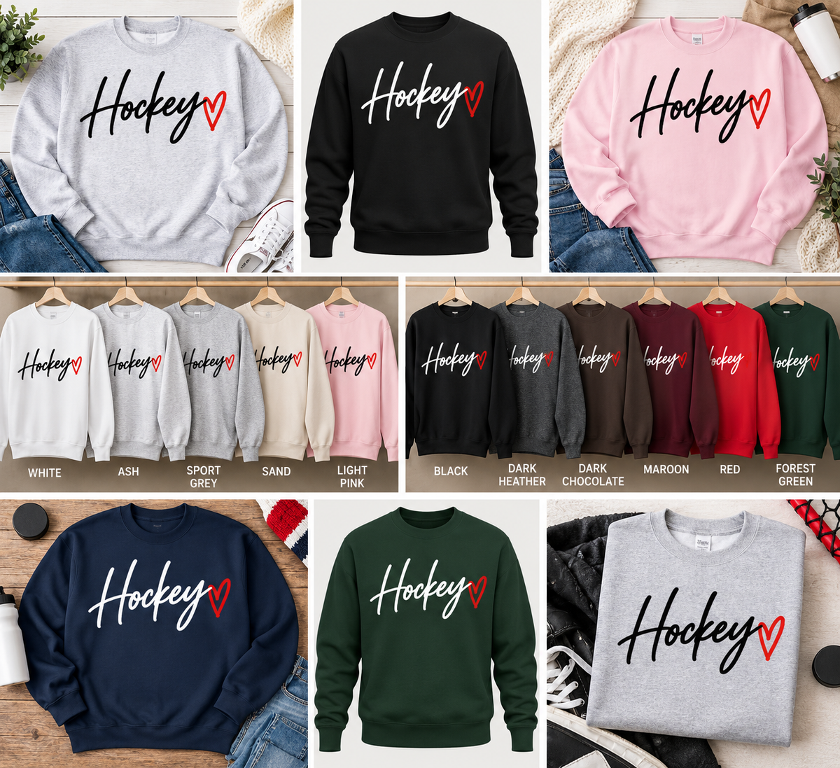 Hockey Heart Unisex Crewneck Sweatshirt