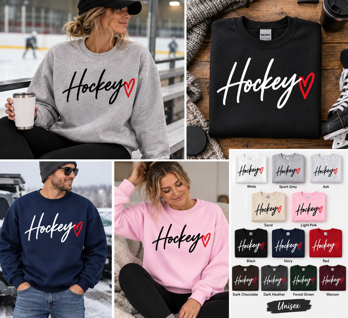 Hockey Heart Unisex Crewneck Sweatshirt