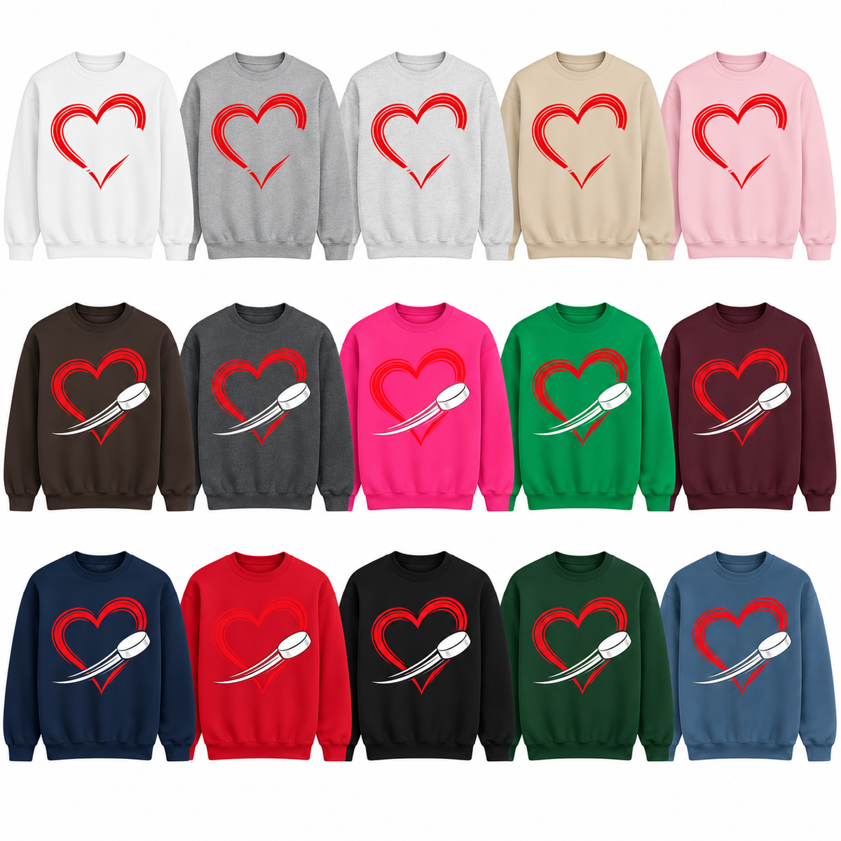 Heart Puck Hockey Crewneck Sweatshirt