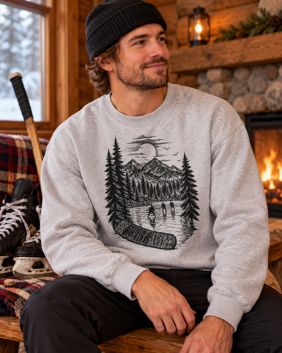 Stick Outdoors Pond Hockey Crewneck Sweatshirt