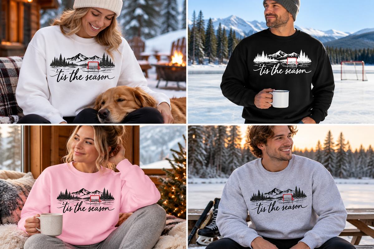 ’Tis the Season Pond Hockey Crewneck Sweatshirt