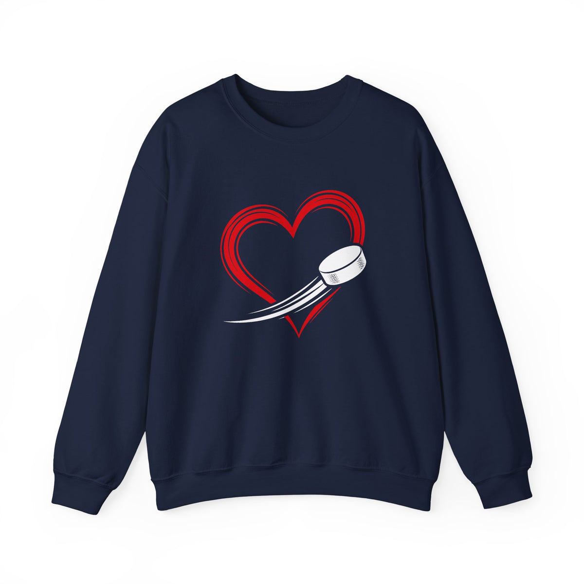 Heart Puck Hockey Crewneck Sweatshirt