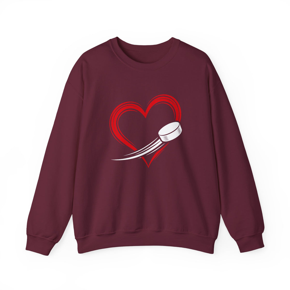 Heart Puck Hockey Crewneck Sweatshirt