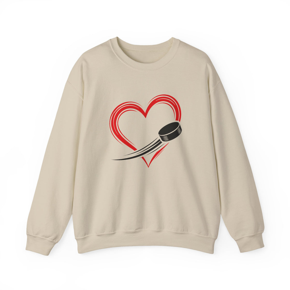 Heart Puck Hockey Crewneck Sweatshirt